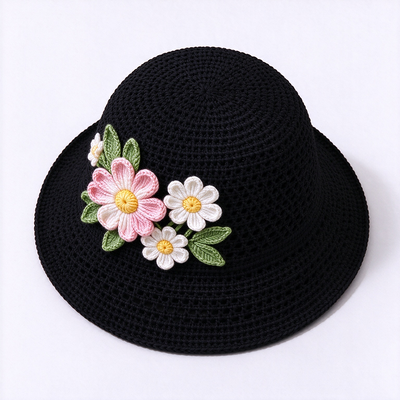Mũ tai bèo móc hoa 3D, kinh nghiệm 20 năm, làm từ sợi cotton, phù hợp đi du lịch, đi biển, hàng ngày, thời trang đường phố