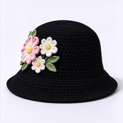 Mũ tai bèo móc hoa 3D, kinh nghiệm 20 năm, làm từ sợi cotton, phù hợp đi du lịch, đi biển, hàng ngày, thời trang đường phố
