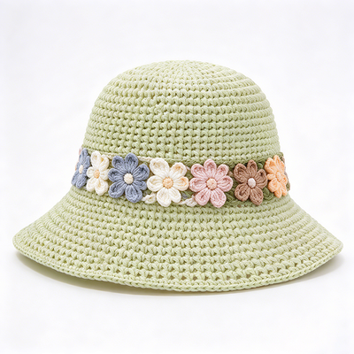 Ban nhạc hoa Crochet Bucket Hat Cotton Yarn Wide Brim Stylish Headwear Hoàn hảo cho du lịch Bãi biển Streetwear hàng ngày