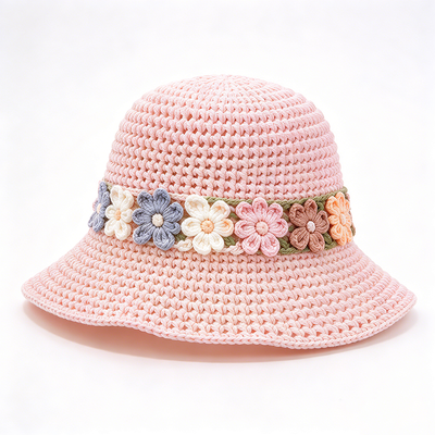 Ban nhạc hoa Crochet Bucket Hat Cotton Yarn Wide Brim Stylish Headwear Hoàn hảo cho du lịch Bãi biển Streetwear hàng ngày
