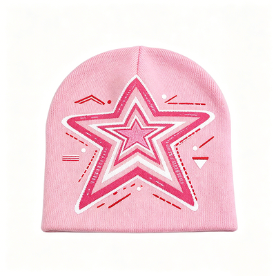 Star Print Adult Beanie Soft Cozy Warm Knit Cap Great for Winter Outdoor Activities and Daily Casual Outfits