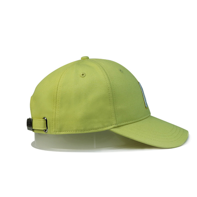 Green Polyester 6 Panel Baseball Cap Flat Visor / Cotton Golf Cap