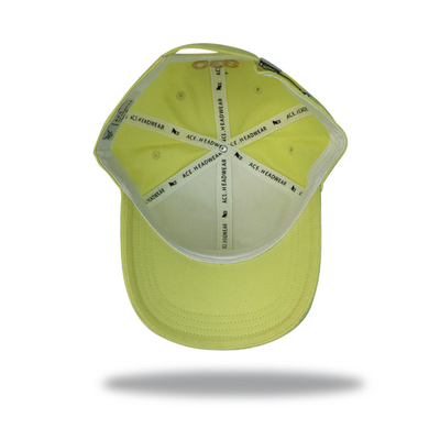 Green Polyester 6 Panel Baseball Cap Flat Visor / Cotton Golf Cap