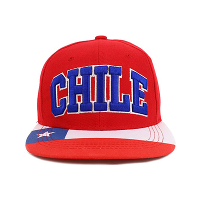 Có thể điều chỉnh 100% cotton thể thao Mũ Snapback vành phẳng màu đỏ Thêu 3D Biểu tượng tùy chỉnh