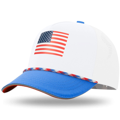 Unisex 5 Panel American Flag Mũ bóng chày trẻ em Custom USA Kids Mũ bóng chày với dây thừng