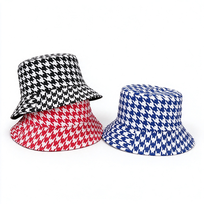Mũ tai bèo vải tái chế họa tiết Houndstooth, mũ trơn nhẹ thoáng khí cho hoạt động ngoài trời hàng ngày
